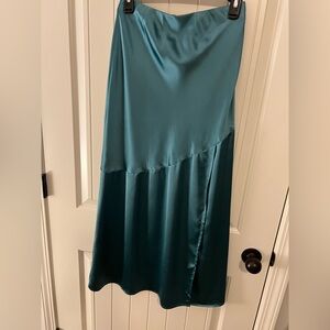 Elegant Teal Satin Skirt